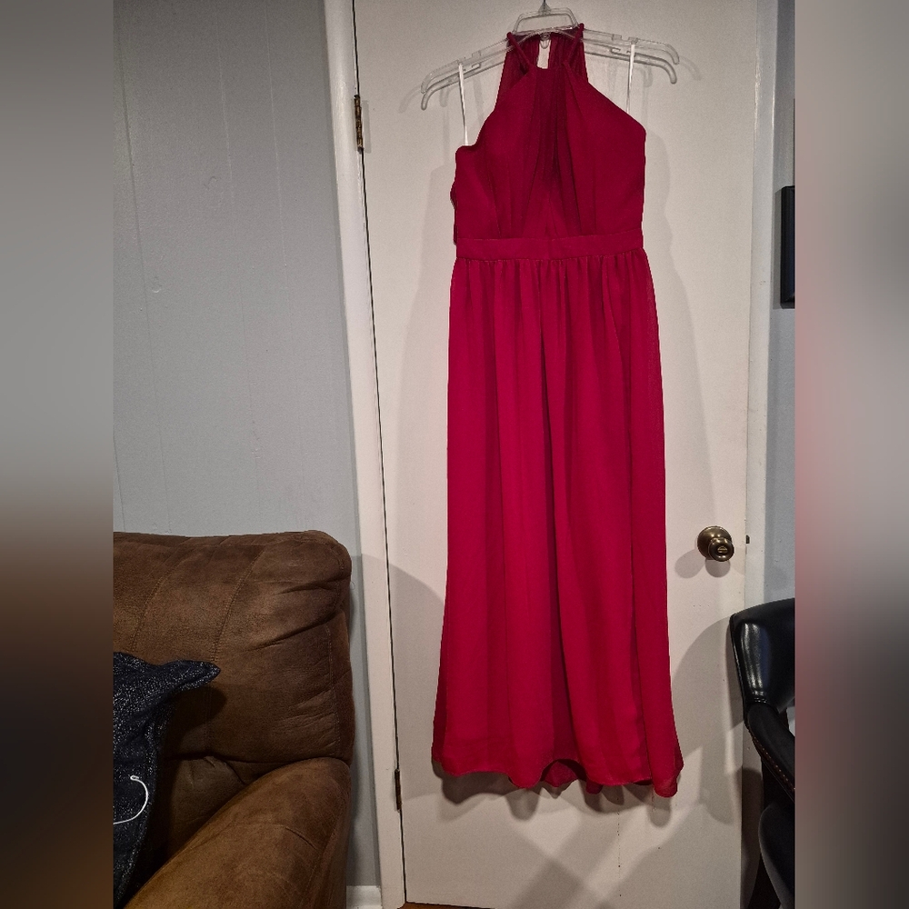 Strapless Halter Maxi Dress in Fuchsia